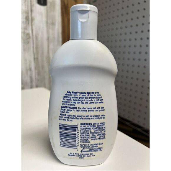 Vintage 80's Bottle Baby Magic Creamy Baby Oil Original By Mennen Hypoallergenic - Picture 2 of 3